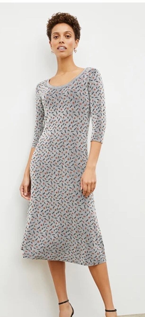 M.M. LAFLEUR Tippy Dress Sprinkle Knit Midi Size M Stretchy Career Weat